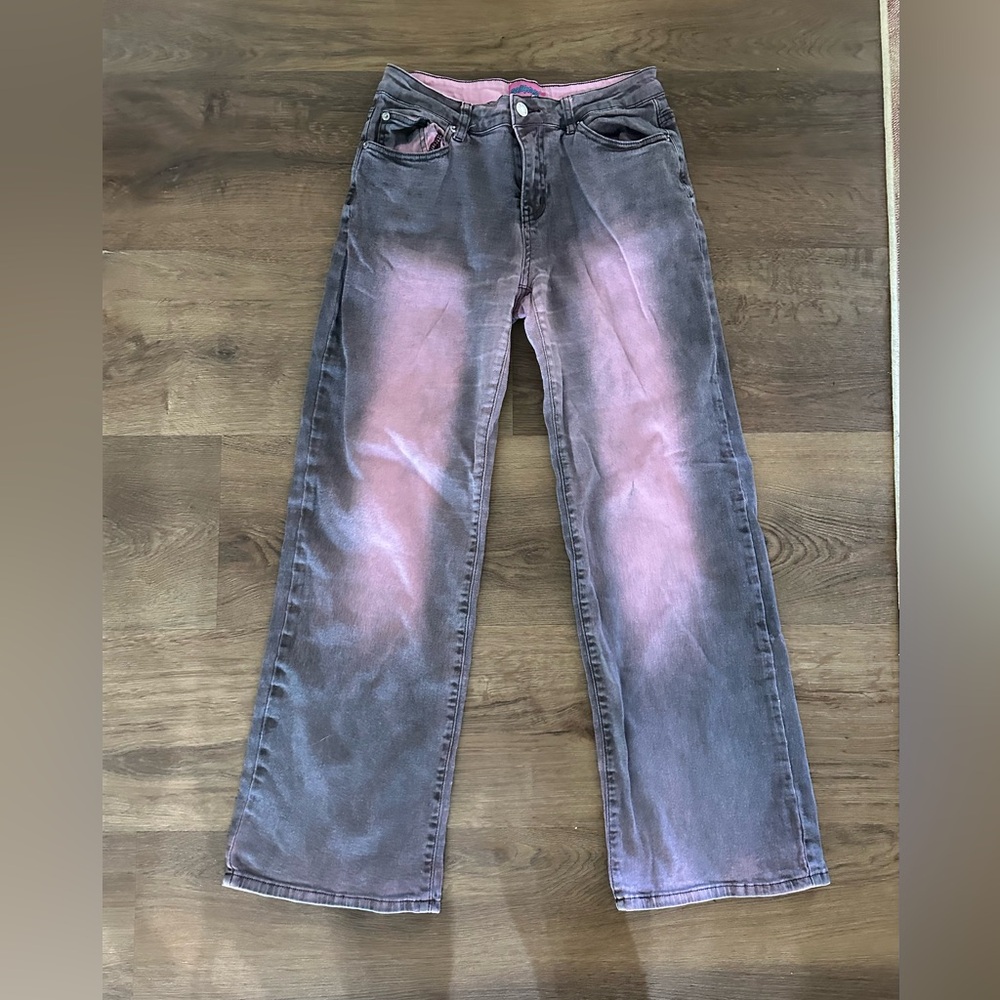 Edikted Pink and Purple 80s Ombre Denim Jeans Size Small